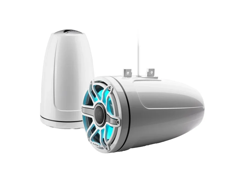 JL Audio M6 Series 8.8" Enclosed Tower Coaxial System w/Gloss White Sport Grille & Transflective™ LED Lighting - M6-880ETXv3-Gw-S-GwGw-i