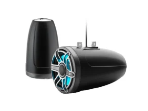 JL Audio M6 Series 8.8" Enclosed Tower Coaxial System w/Titanium Sport Grille & Transflective™ LED Lighting - M6-880ETXv3-Sb-S-GmTi-i