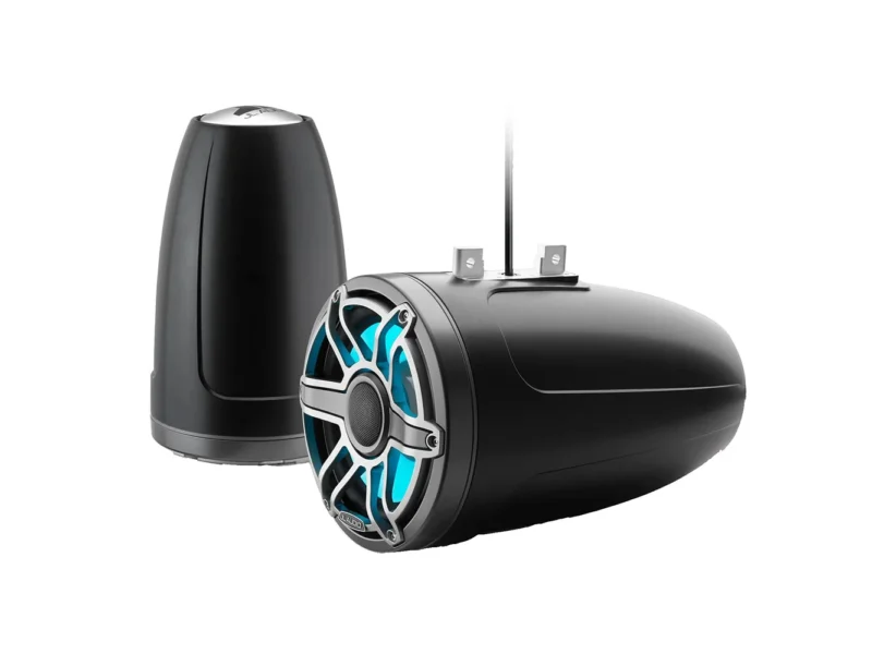 JL Audio M6 Series 8.8" Enclosed Tower Coaxial System w/Titanium Sport Grille & Transflective™ LED Lighting - M6-880ETXv3-Sb-S-GmTi-i