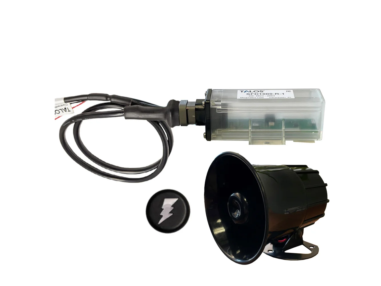 TALOS Remote Housing Lightning Detection System w/20' Cable & External Horn - Black Round Indicator & 45' Horn Cable