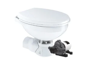 Commodore Quiet Flush Electric Toilet - Rear Macerator - Raw Water Pump - Regular Size