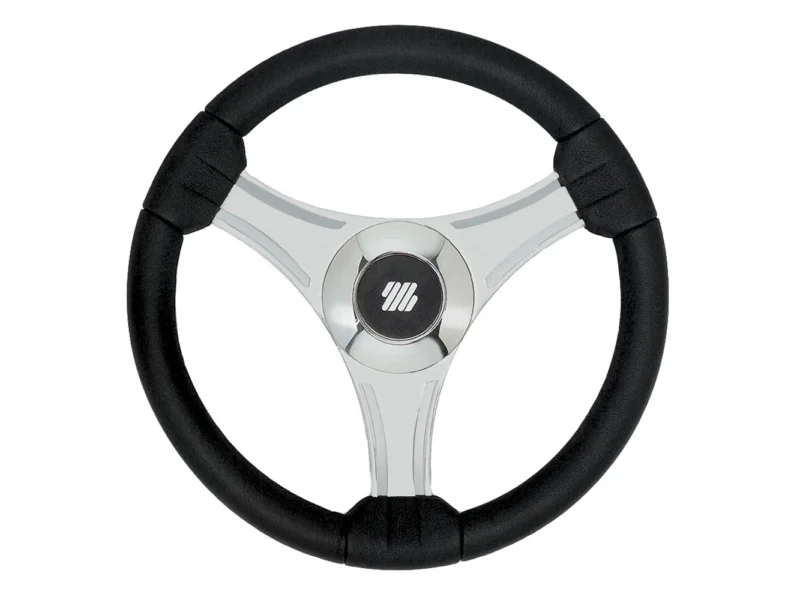 Uflex - Tavolara - 13.8" Black Polyurethane Steering Wheel w/Silver Spokes & X62 Hub