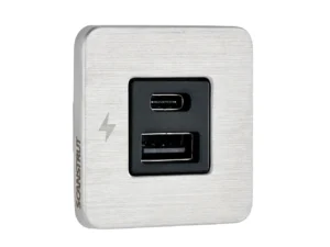 Scanstrut TILE USB-A/USB-C Interior Charging Socket - 12/24V - Stainless Steel Bezel