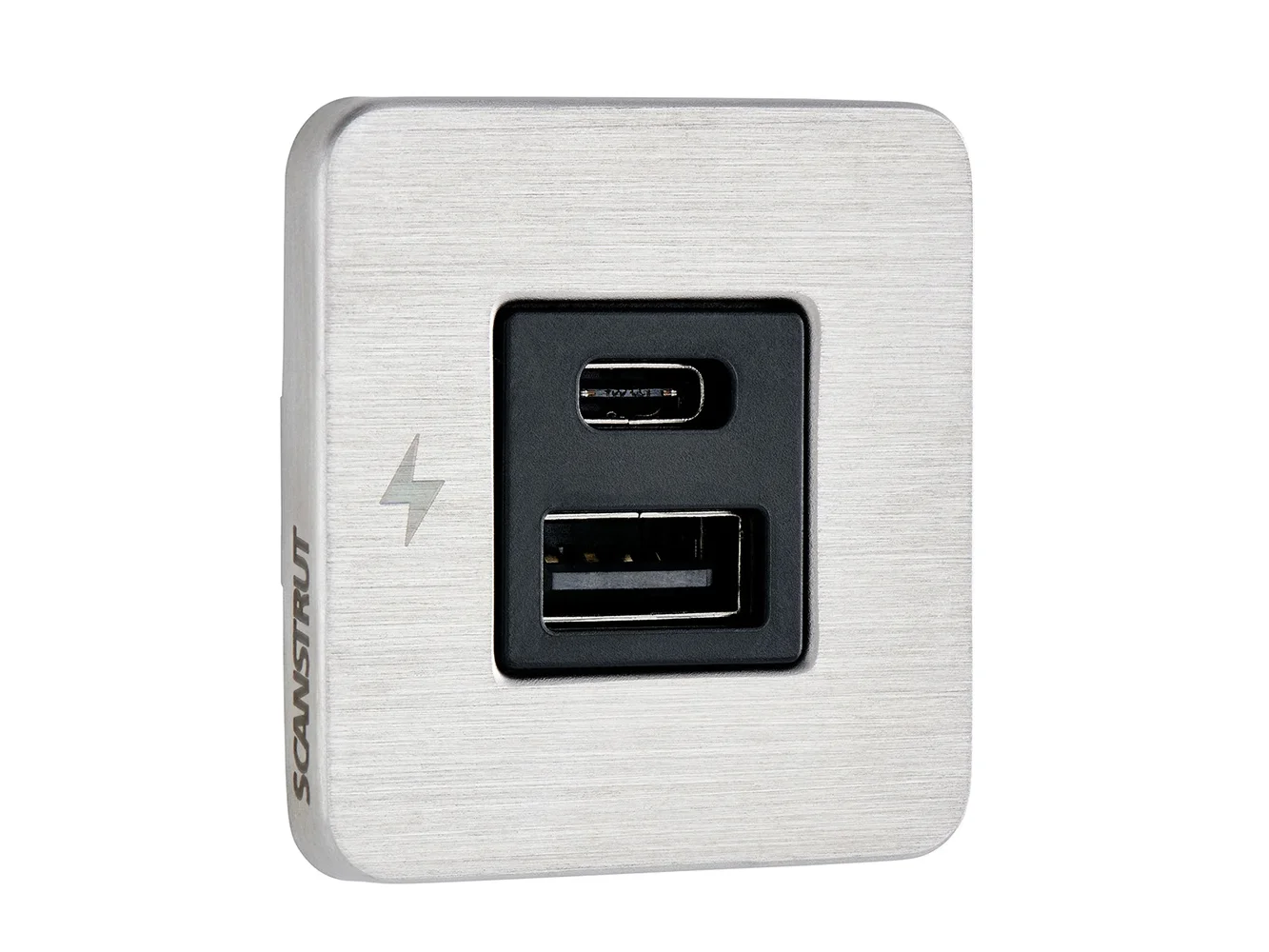 Scanstrut TILE USB-A/USB-C Interior Charging Socket - 12/24V - Stainless Steel Bezel