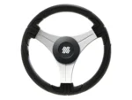 Uflex Ustica 13" Steering Wheel - Black - Polyurethane w/Silver Spokes & X62 Hub