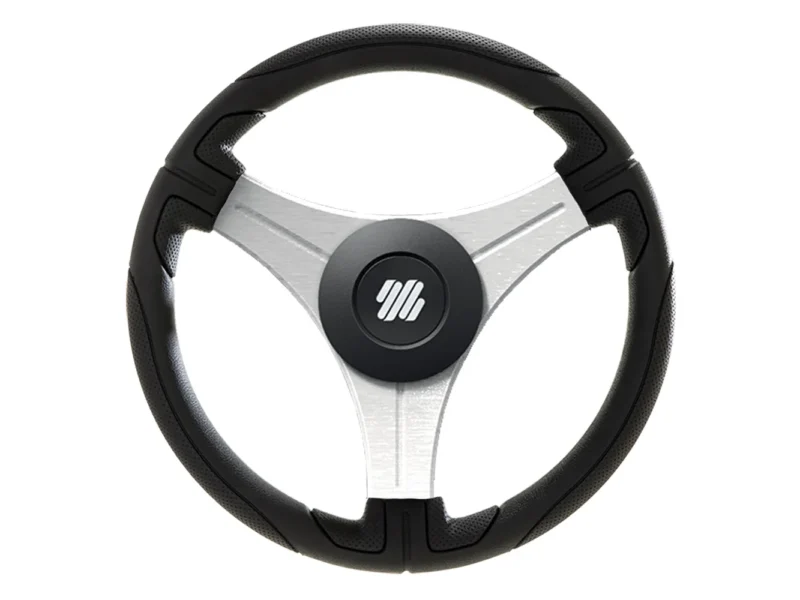 Uflex Ustica 13" Steering Wheel - Black - Polyurethane w/Silver Spokes & X62 Hub