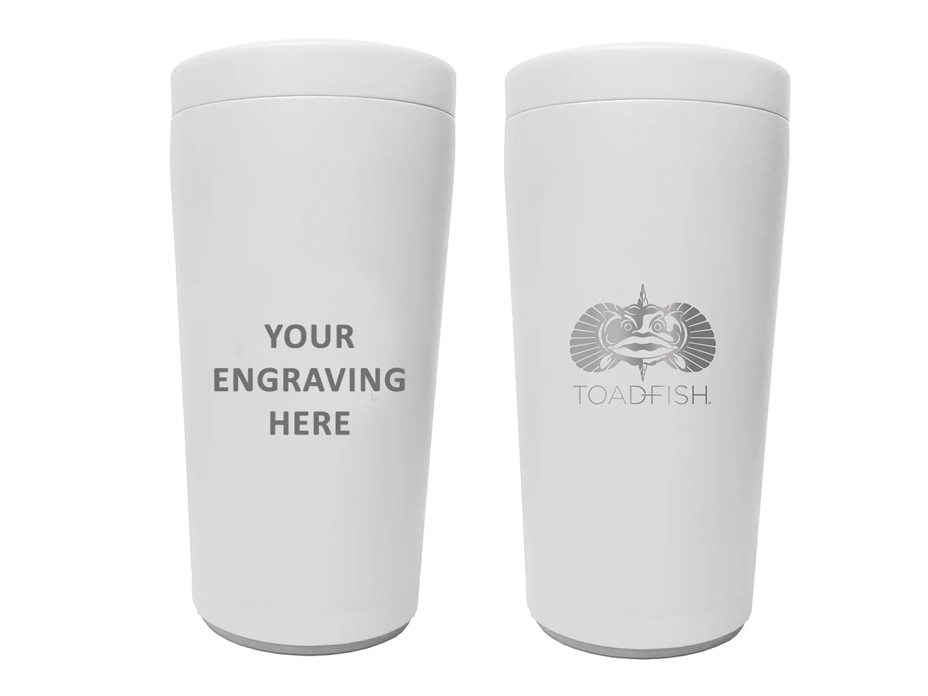 Toadfish Custom Engraved Non-Tipping Can Cooler 2.0 - White (MINIMUM ORDER QUANTITY OF 25)