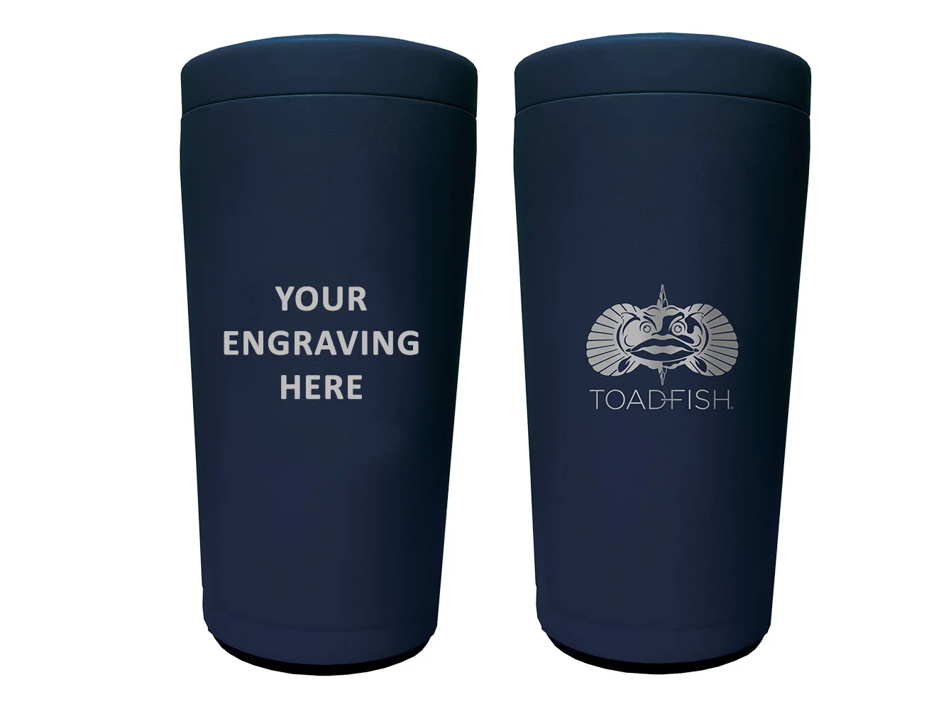 Toadfish Custom Engraved Non-Tipping Can Cooler 2.0 - Navy (MINIMUM ORDER QUANTITY OF 25)