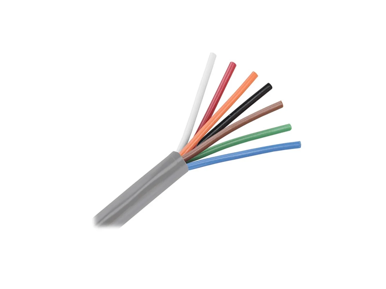 Pacer Unshielded 7 Conductor Cable - 100' - 18/7 AWG - White, Red, Orange, Black, Brown, Green, & Blue