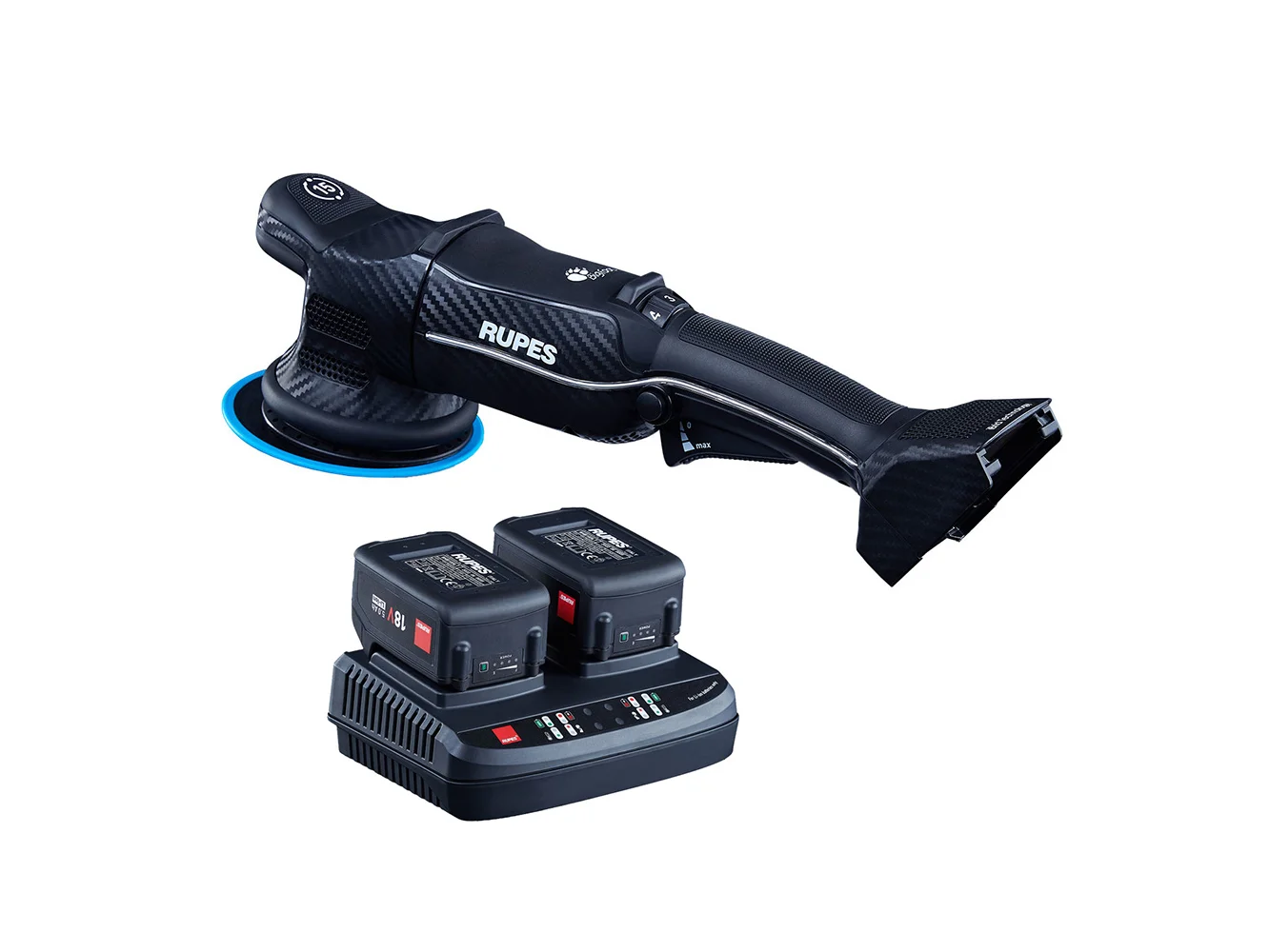 RUPES Random Orbital Polisher Bigfoot HLR15 iBrid Tool Plus Charger & 2-Batteries