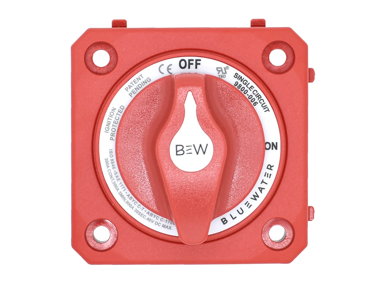 Bluewater On/Off Switch Battery Switch - Panel Mount - Red