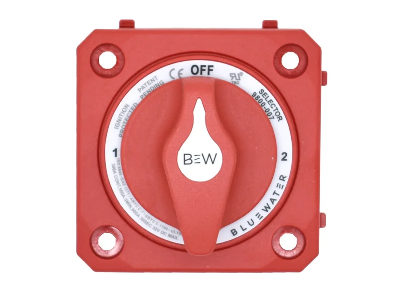 Bluewater Off/1/2/Both Battery Switch - Panel Mount - Red