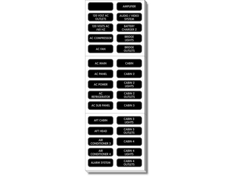 Blue Sea 8067 AC Panel Extended 120 Label Set
