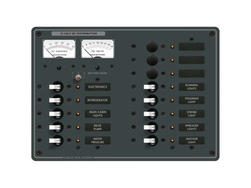 Blue Sea 8068 DC 13 Position Toggle Branch Circuit Breaker Panel - White Switches