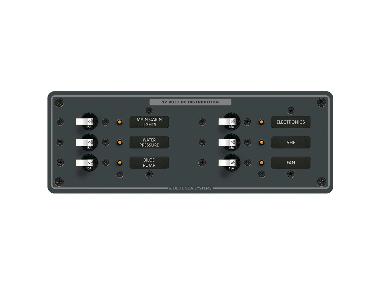 Blue Sea 8096 DC 6 Position Toggle Branch Circuit Breaker Panel - White Switches