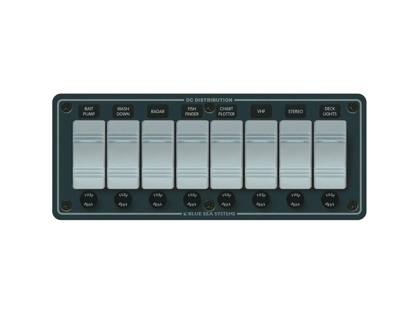 Blue Sea 8261 Waterproof Panel 8 Position - Slate Grey