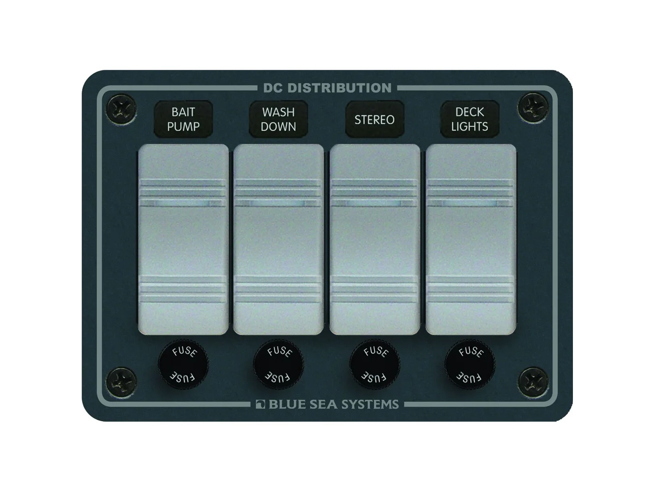 Blue Sea 8262 Waterproof Panel 4 Position - Slate Grey