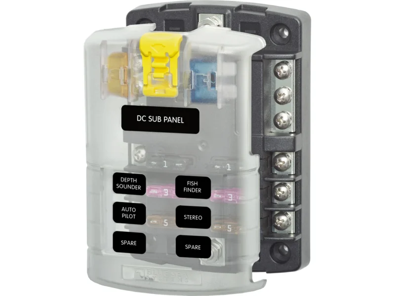Blue Sea 5025 ST Blade Fuse Block w/Cover - 6 Circuit w/Negative Bus