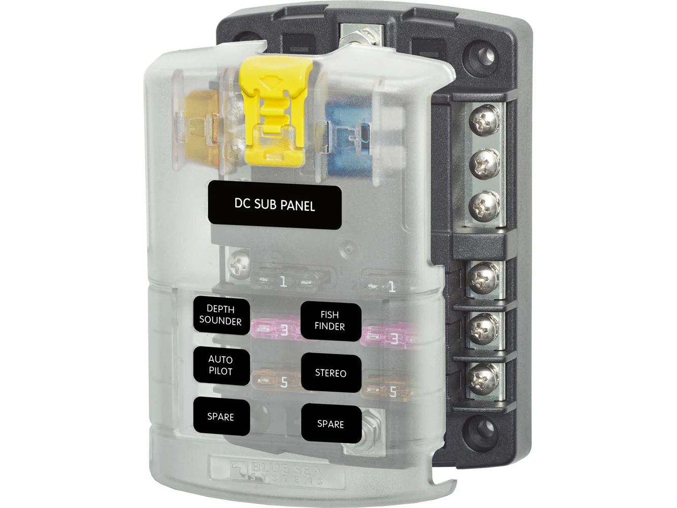 Blue Sea 5025 ST Blade Fuse Block w/Cover - 6 Circuit w/Negative Bus