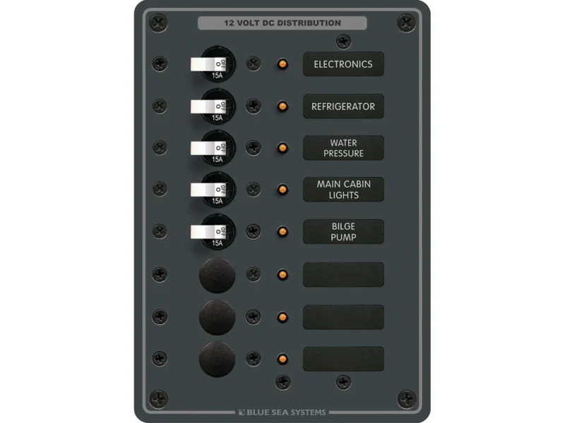 Blue Sea 8023 DC 8 Position Circuit Breaker - White Switches