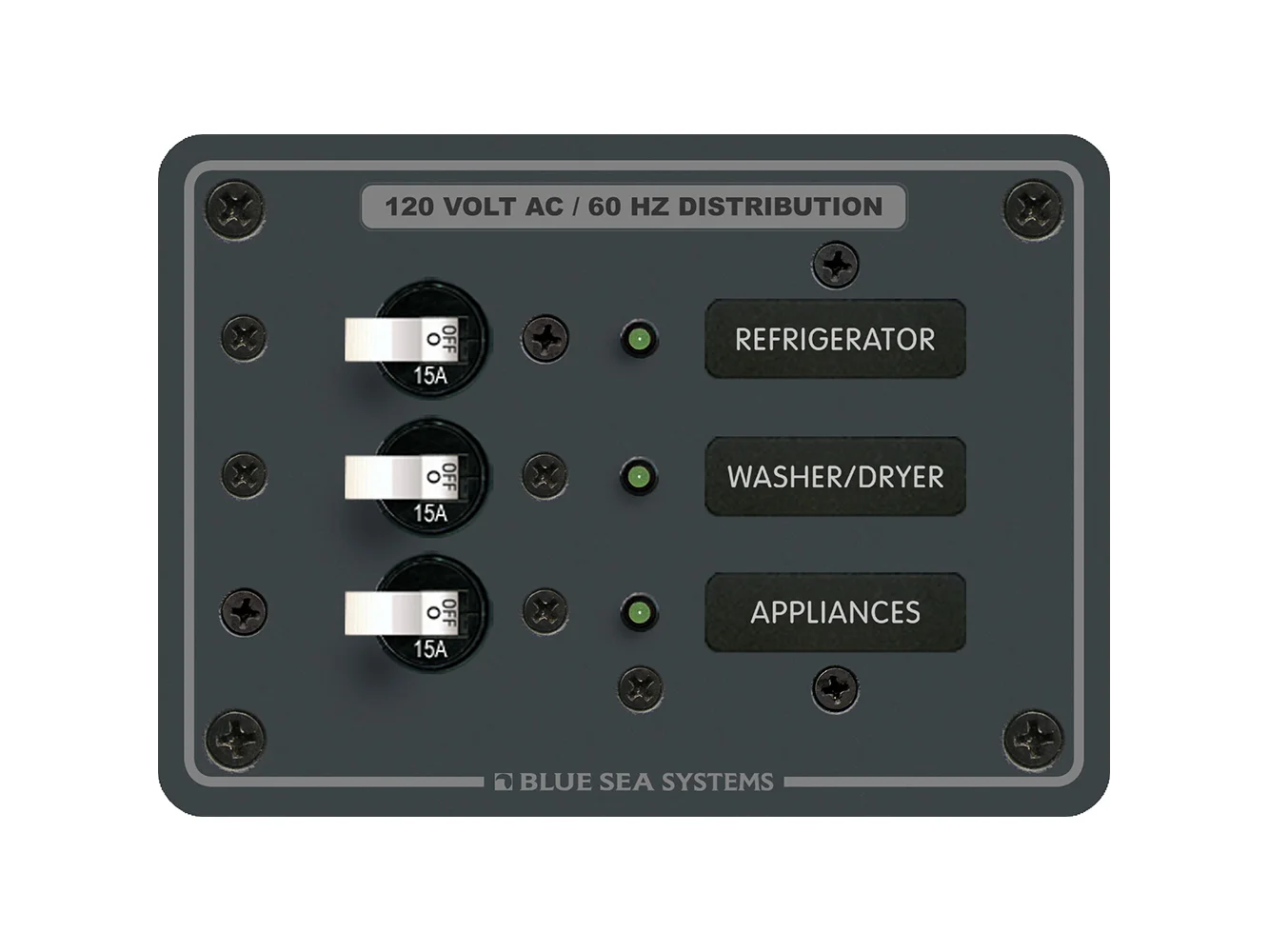 Blue Sea 8058 AC 3 Position Toggle Circuit Breaker Panel - White Switches