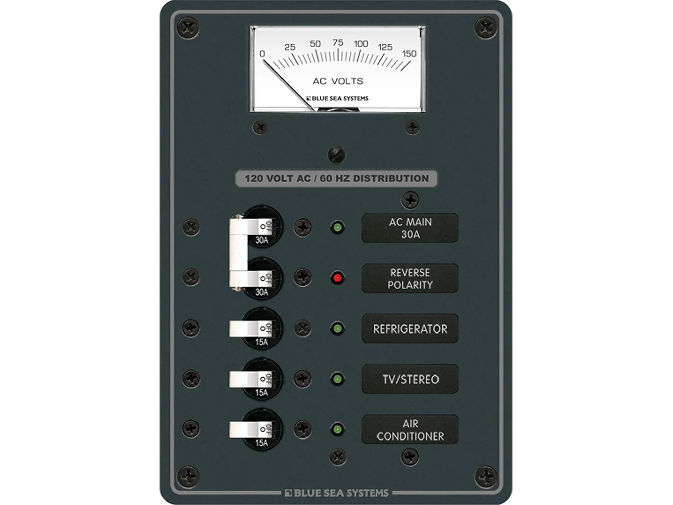 Blue Sea 8043 AC Main +3 Positions Toggle Circuit Breaker Panel - White Switches