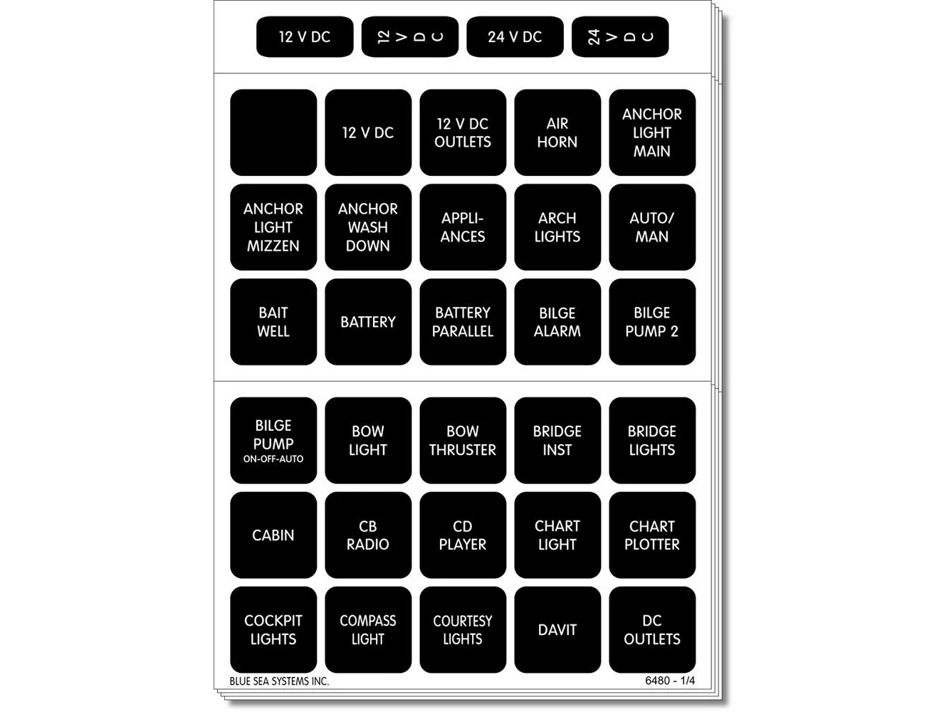 Blue Sea 4218 Square Format Label Set for Battery Management Panels - 30
