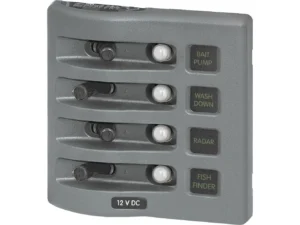 Blue Sea 4374 WeatherDeck Water Resistant Circuit Breaker Panel - 4 Position - Grey