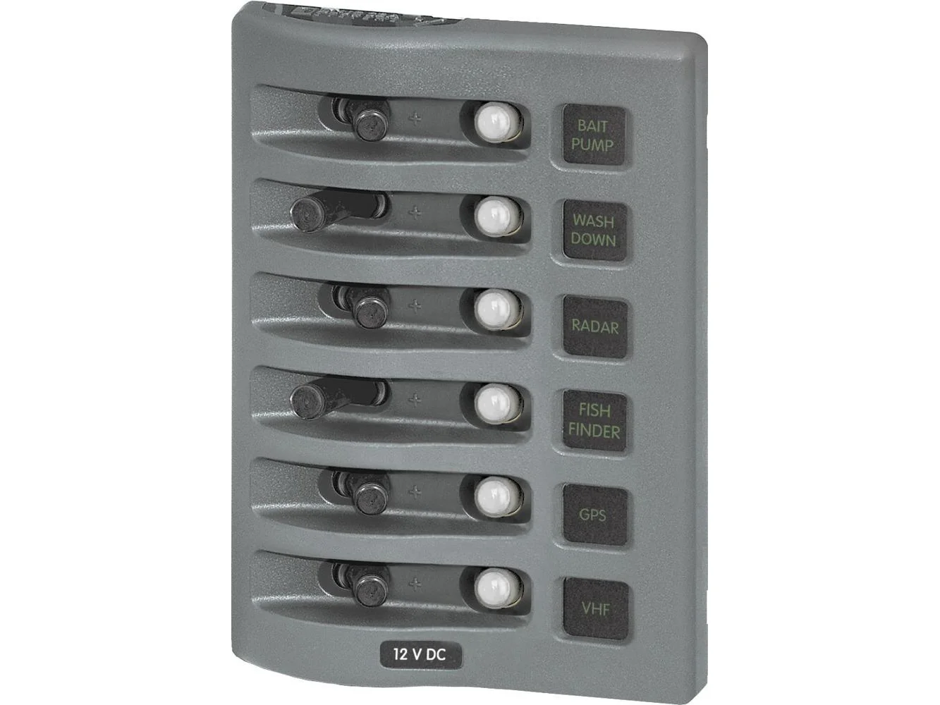 Blue Sea 4376 WeatherDeck Water Resistant Circuit Breaker Panel - 6 Position - Grey