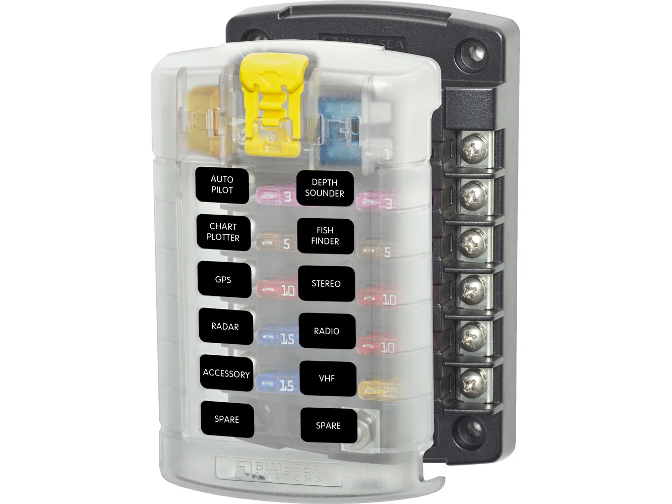 Blue Sea 5029 ST Blade Fuse Block w/Cover - 12 Circuit w/o Negative Bus