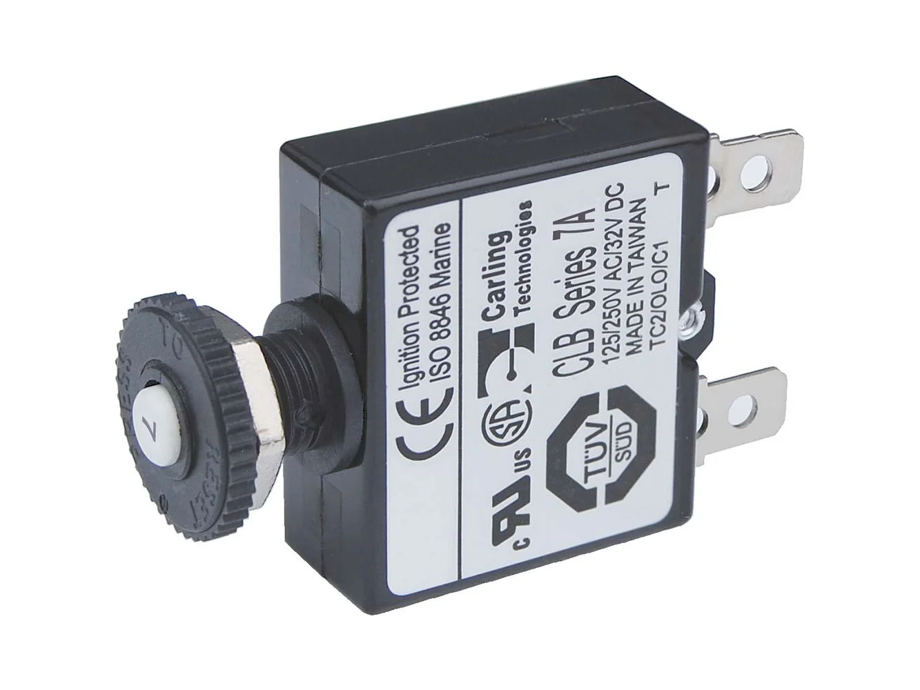 Blue Sea 7053 7A Push Button Thermal with Quick Connect Terminals