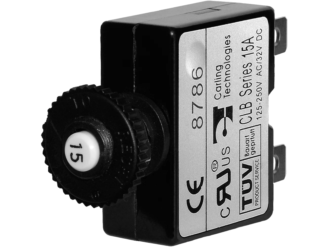 Blue Sea 7056 15A Push Button Thermal with Quick Connect Terminals