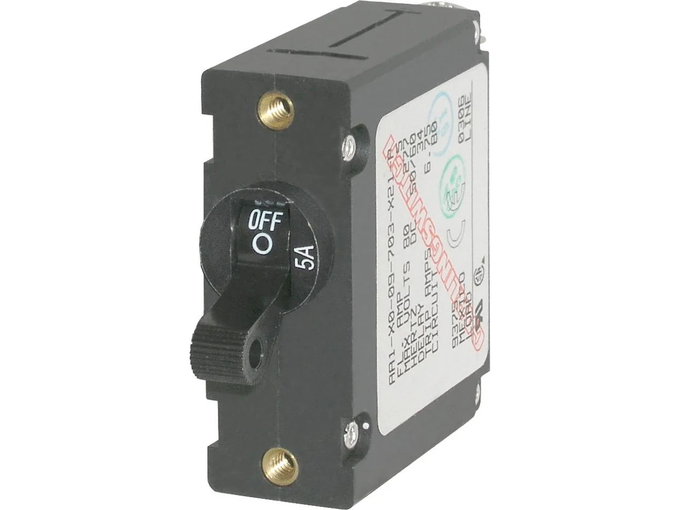 Blue Sea 7200 AC / DC Single Pole Magnetic World Circuit Breaker  -  5 Amp