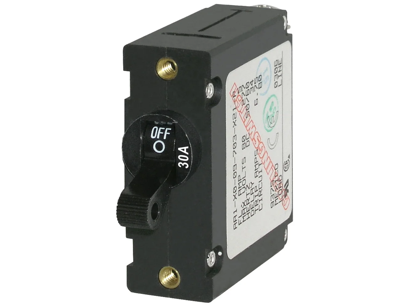 Blue Sea 7220 AC / DC Single Pole Magnetic World Circuit Breaker  -  30 Amp