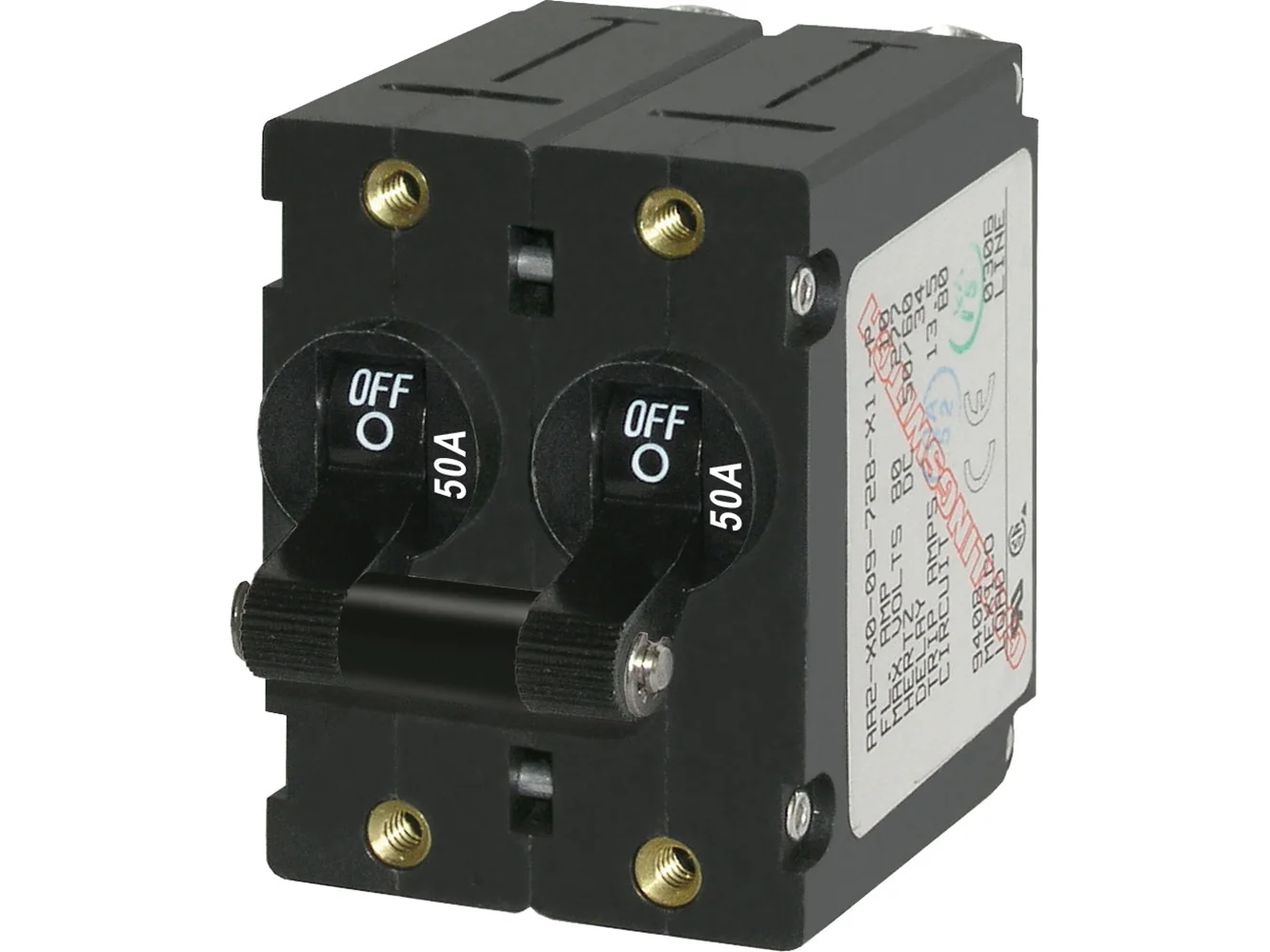 Blue Sea 7241 A-Series Double Pole Toggle - 50A - Black