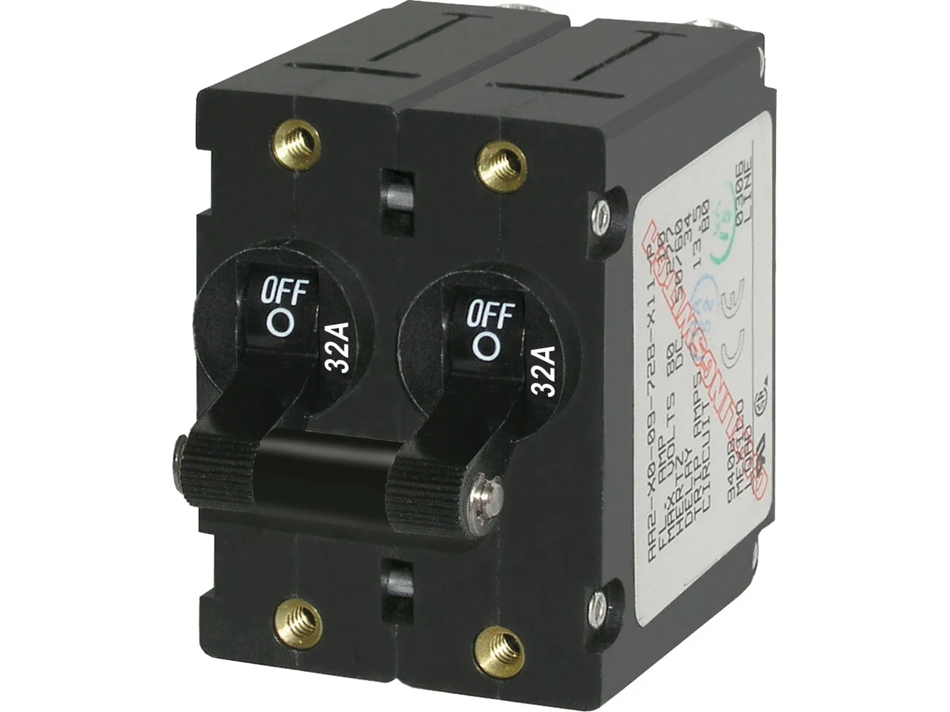Blue Sea 7349 A-Series Double Pole Toggle - 32A - Black