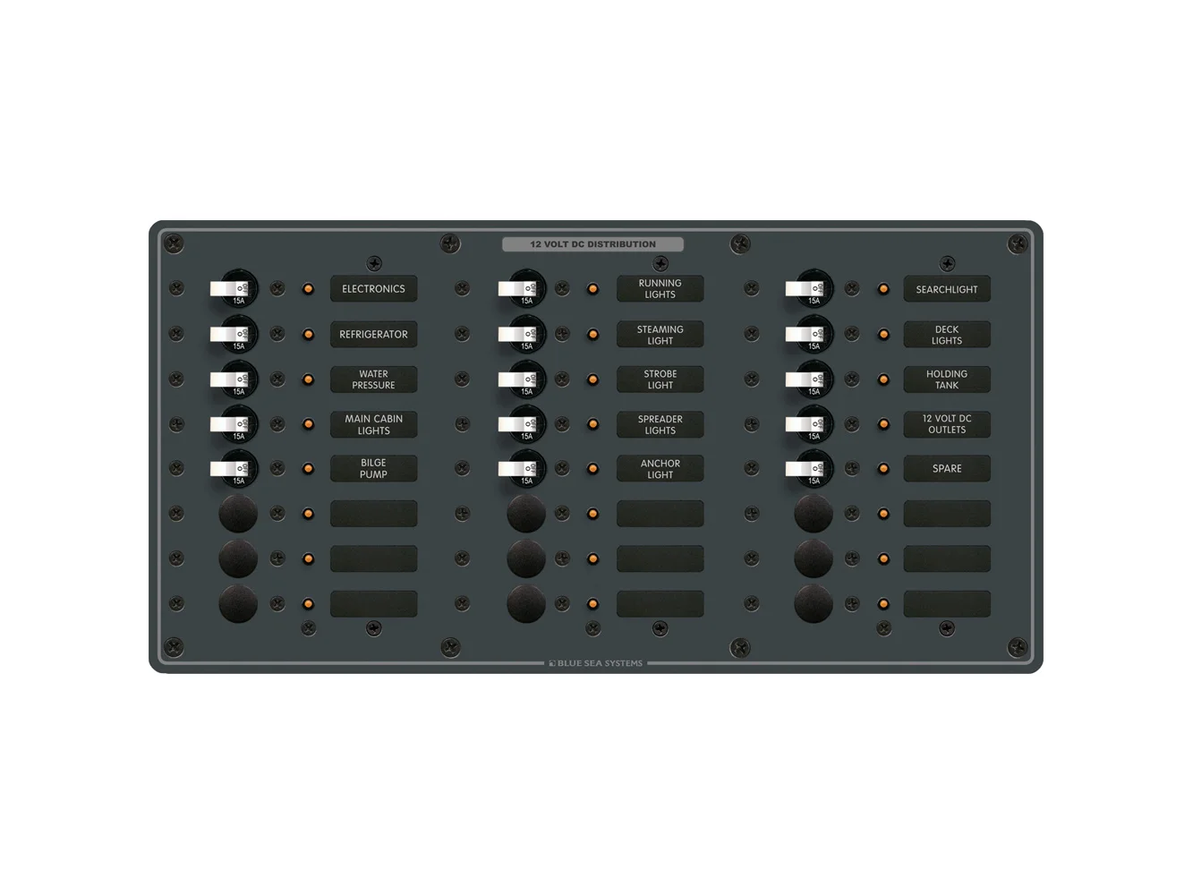 Blue Sea 8264 Traditional Metal DC Panel - 24 Positions