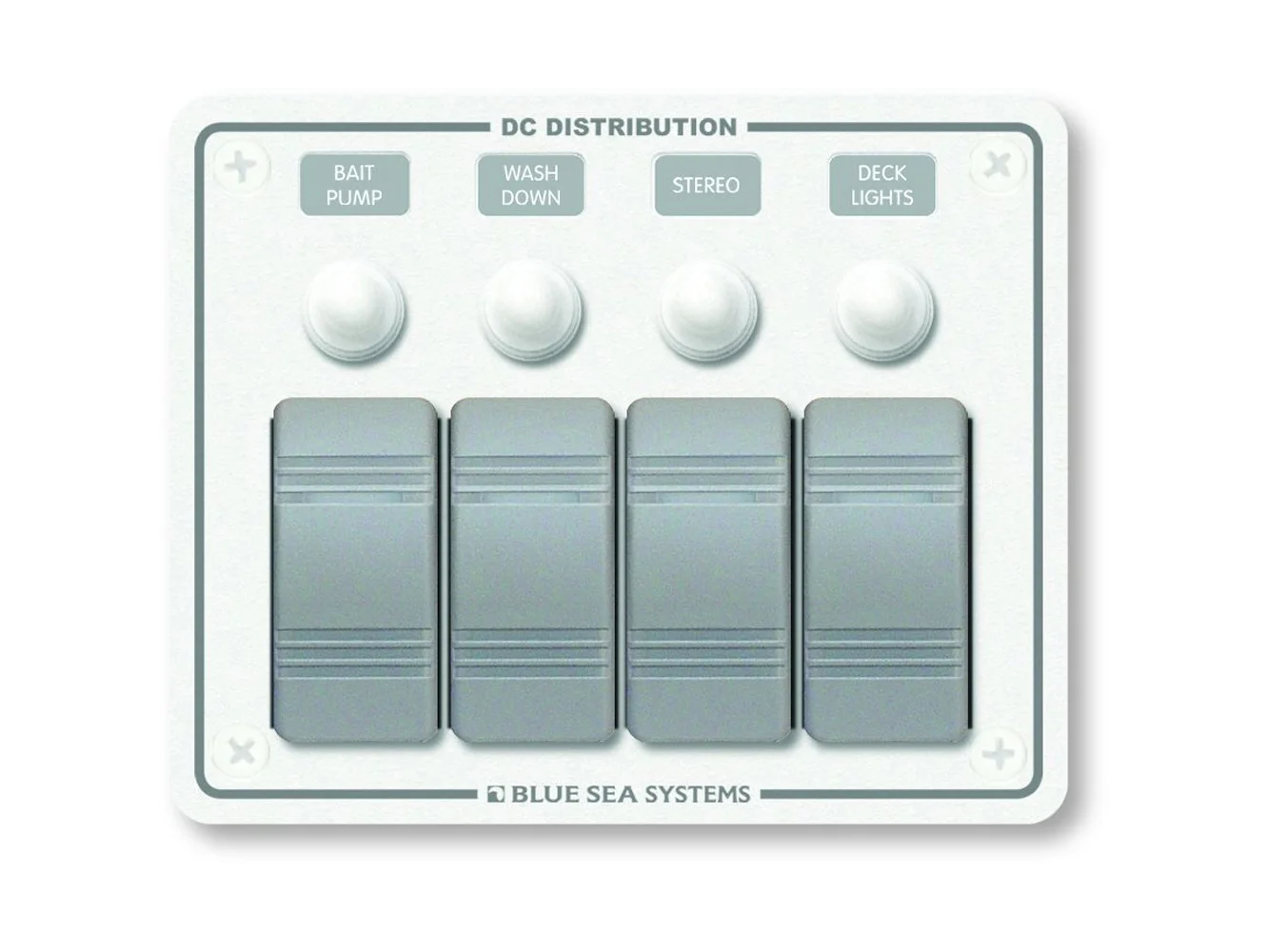 Blue Sea 8272 Water Resistant Panel - 4 Position - White - Horizontal Mount