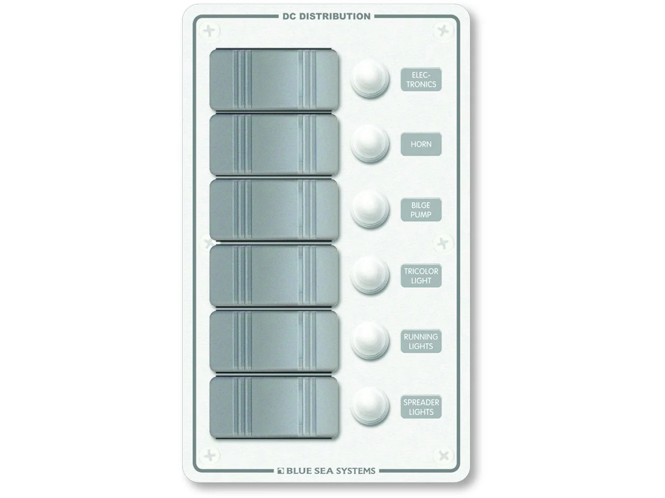 Blue Sea 8273 Water Resistant Panel - 6 Position - White - Vertical