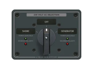 Blue Sea 8357 AC Rotary Switch Panel 65 Ampere 2 Position + OFF, 2 Pole