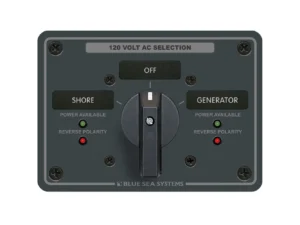 Blue Sea 8365 AC Rotary Switch Panel 65 Ampere 2 Positions + OFF, 2 Pole