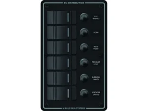 Blue Sea 8373 Water Resistant 6 Position - Black - Vertical Mount Panel