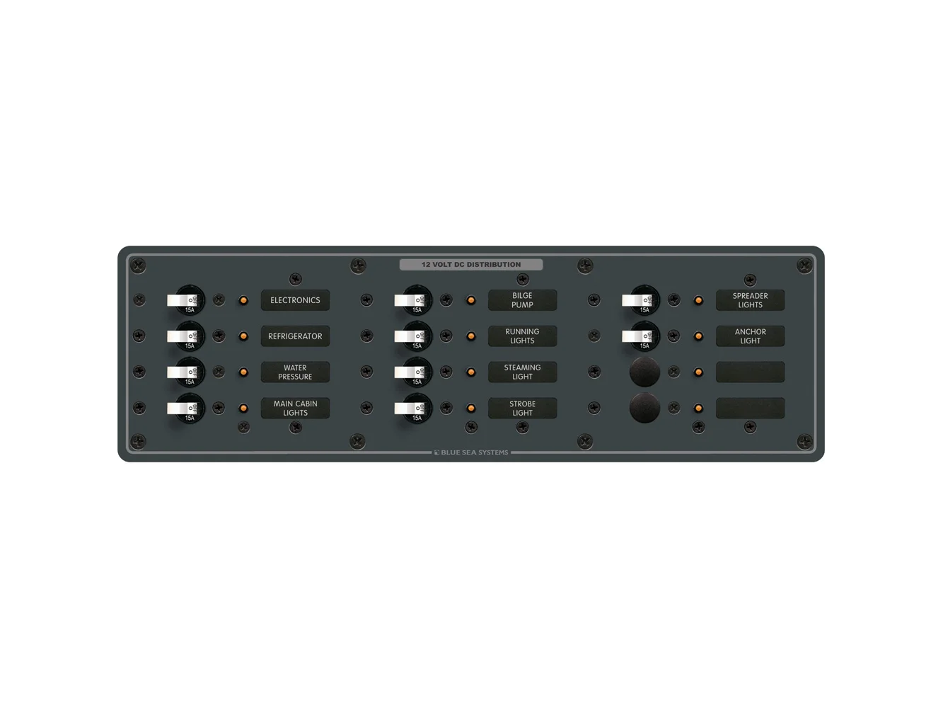 Blue Sea 8375 Panel DC 12 Position Horizontal BL