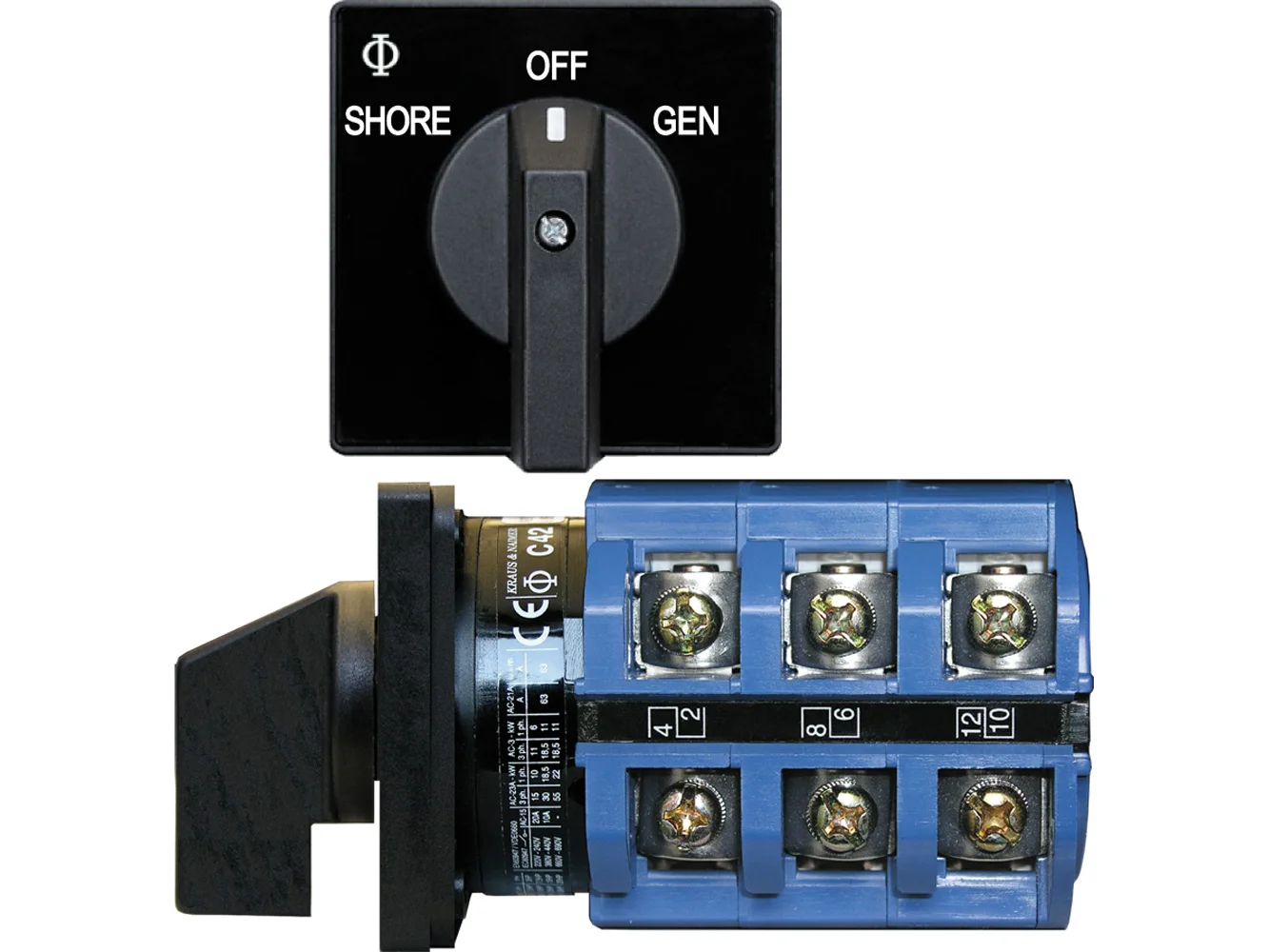 Blue Sea 9019 Switch, AC 240VAC 63A OFF +2 Positions