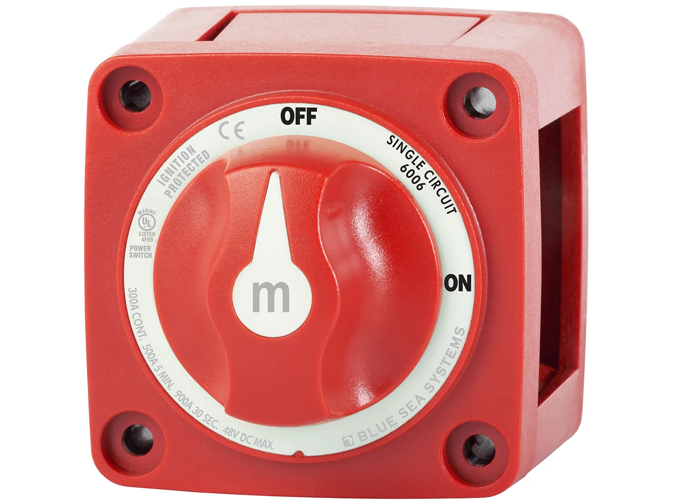 Blue Sea 6006 m-Series (Mini) Battery Switch Single Circuit ON/OFF Red