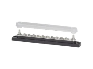 Blue Sea 2312, 150 Ampere Common Busbar 20 x 8-32 Screw Terminal with Cover