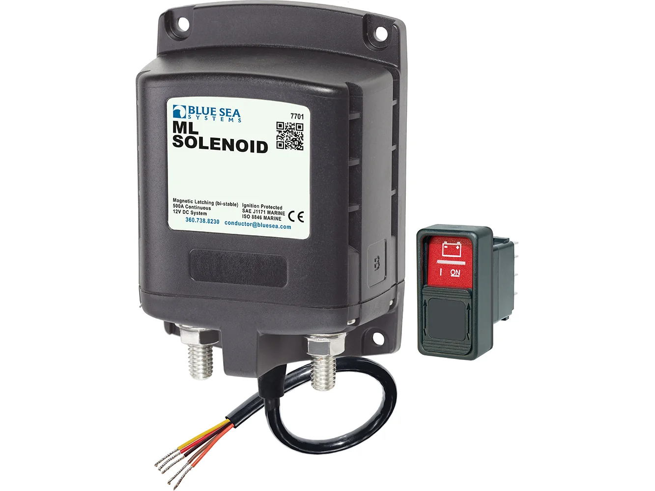 Blue Sea 7701 ML-Series Solenoid w/Contura Switch 12VDC