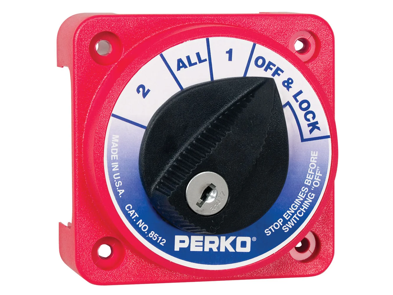 Perko Compact Medium Duty Battery Selector Switch w/Key Lock