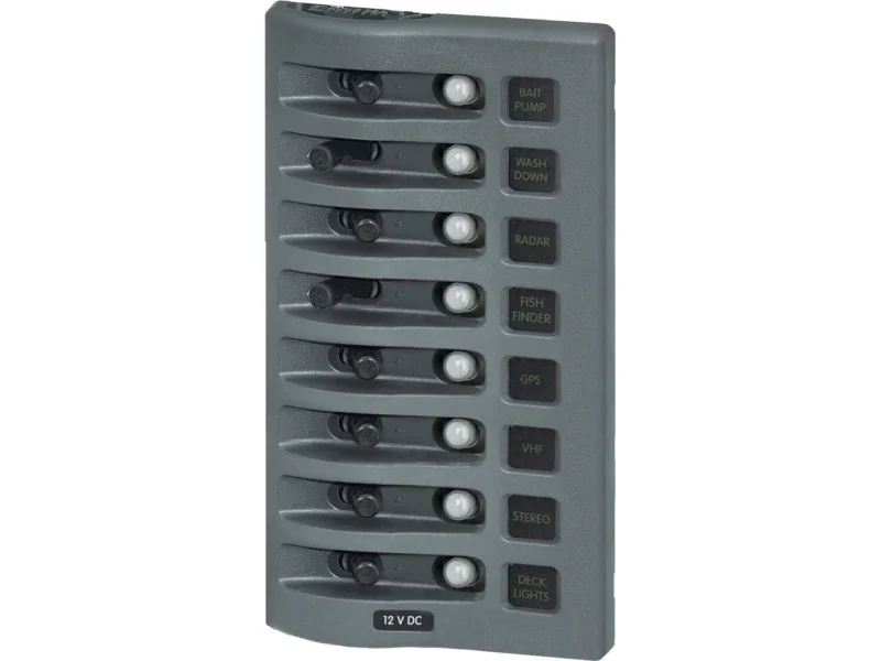 Blue Sea 4378 WeatherDeck Water Resistant Circuit Breaker Panel - 8 Position - Grey