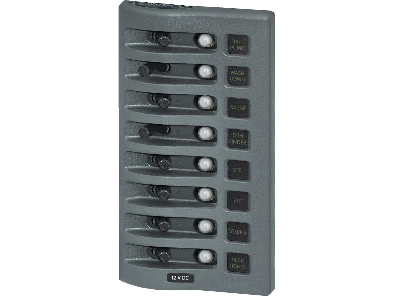 Blue Sea 4378 WeatherDeck Water Resistant Circuit Breaker Panel - 8 Position - Grey